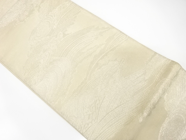 JAPANESE KIMONO / ANTIQUE FUKURO OBI FOR SUMMER / SILK / WOVEN ROUGH WAVE